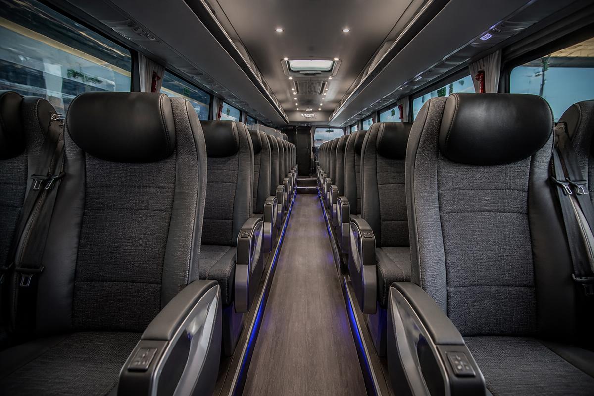 Reclining seats inside a luxury coach