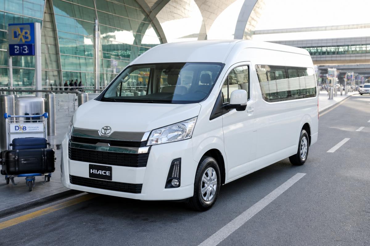 14-Seat Hiace Van for rent with driver in Dubai